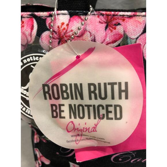 Robin Ruth Original Japan Black & Pink Floral Tote Bag - Picture 10 of 10